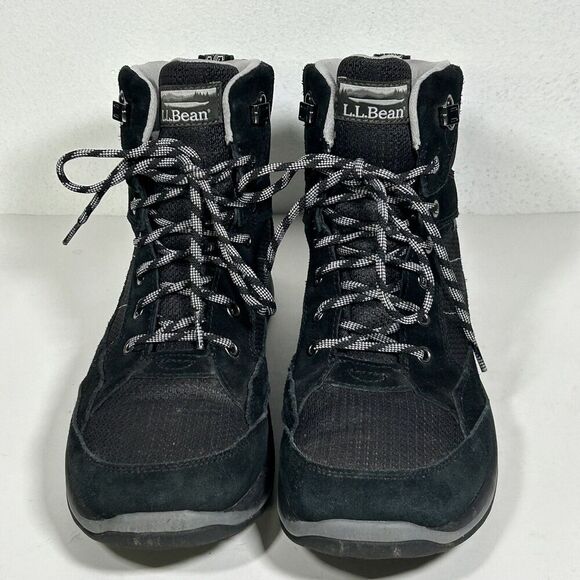 LL Bean Snow Sneaker Boots Mid Lace-Up Black Size 10 Womens Hike Camp Outdoors - Picture 5 of 7